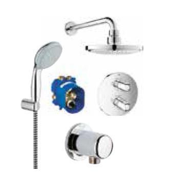 GROHE 124713 Grohtherm 1000 BIV Thermostatic Shower Mixer, with Wall Handshower & Headshower