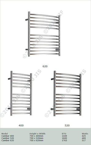 CAMBER Curved front towel rail, 