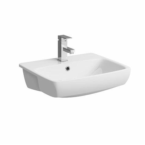 e100 Square 55cm Semi Recessed Washbasin 1 or 2 taphole