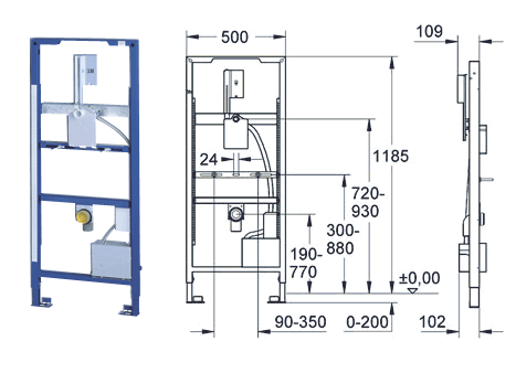 GROHE 38511 RAPID SL Urinal frame for RADAR ELECTRONIC