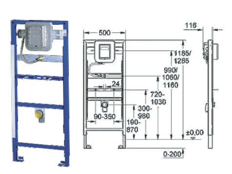 GROHE 38514 RAPID SL Urinal frame for TECTRON