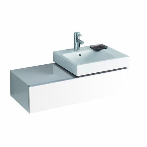 3D 89cm Washbasin Unit, righthand shelf, Alpine White