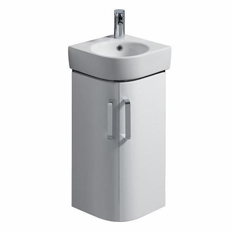 e200 32cm Corner Basin Unit, gloss grey or gloss white