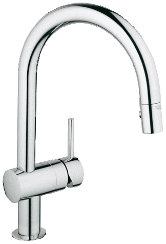 Grohe 32321 Minta C Spout Mixer, with pull out spray chrome