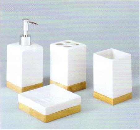 SFS04 Accessory Set white ceramic/wood