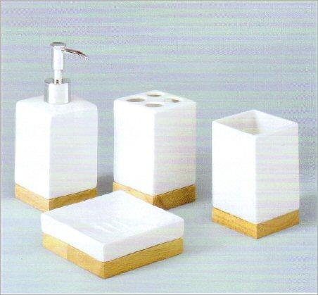 SFS04 Accessory Set white ceramic/wood