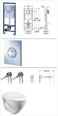 111004 RAPID SL WC frame, brackets, flush plate & Wall Hung Pan with seat