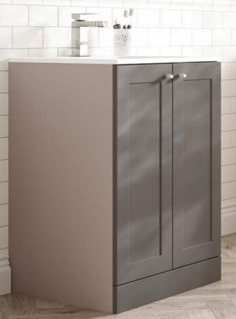 MOD6FV 600mm (w) FREESTANDING 2 door vanity unit (includes basin)