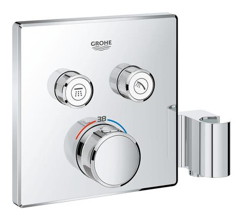 GROHE 29125000 Grohtherm SmartControl trimset 2 Outlets, Square, chrome, with shower holder