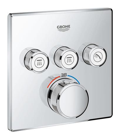 GROHE 29126000 Grohtherm SmartControl trimset 3 Outlets, Square, chrome