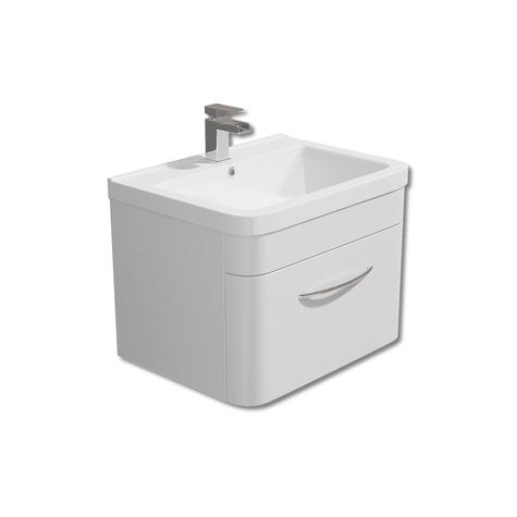 Destiny 600mm wall hung unit including basin, white or grey