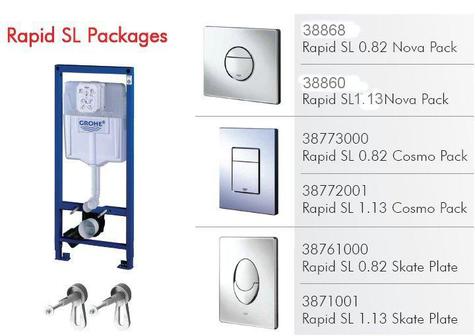 3 IN 1 WC Pack: Rapid SL 1.13m, 1.00m or 0.82m, Flush Plate & Brackets