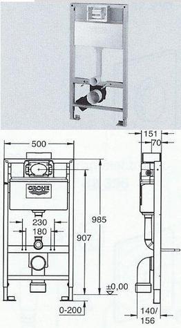 GROHE 38525 RAPID SL WC 1.0m Dual/Single Flush