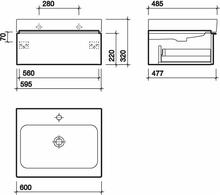 3D 59.5cm Vanity Unit, Alpine White or Plum