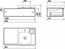 3D 89cm Washbasin Unit, righthand shelf, Alpine White