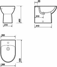 e100 Round Back to Wall Bidet, 1 tap hole