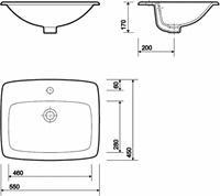 e100 Square Countertop Basin 55cm x 45cm 1TH