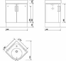 e200 50cm Unit for 50cm Corner Basin, gloss grey or gloss white