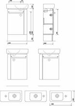 e100 50cm 55cm or 60cm Washbasin Unit, gloss white or grey ash wood