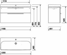 e500 Square 120cm Washbasin Unit, gloss grey