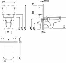 e500 Wall Hung WC pan with seat