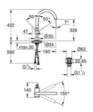 GROHE 32647 ATRIO ONE Basin Mixer 1/2 inch , for free-standing basins