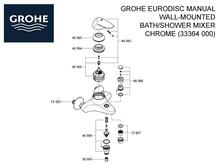 ** 3 only** GROHE 46562 Eurodisc bath/shower lever handle, chrome