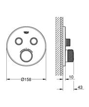 GROHE 29119000 Grohtherm SmartControl trimset 2 Outlets, Round, chrome