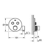 GROHE 29120000 Grohtherm SmartControl trimset 2 Outlets, Round, chrome, with shower holder