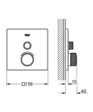 GROHE 29123000 Grohtherm SmartControl trimset 1 Outlets, Square, chrome