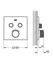 GROHE 29124000 Grohtherm SmartControl trimset 2 Outlets, Square, chrome