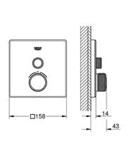 GROHE 29153LS0 Grohtherm SmartControl trimset 1 Outlets, Square, white
