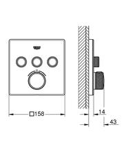 GROHE 29157LS0 Grohtherm SmartControl trimset 3 Outlets, Square, white