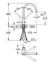 Grohe 32918 Minta C Spout Mixer, with pull out mousseur spout  chrome