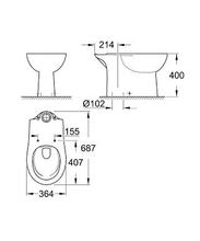 Grohe 39428 BAU ceramic close coupled WC, horizontal outlet 600mm proj open rim