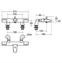 Ideal Standard A7207AA CERATHERM T25 exposed thermostatic bath/shower mixer with legs