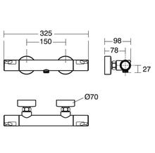 Ideal Standard A7216AA CERATHERM T50 exposed thermostatic shower mixer, wall mounted