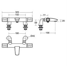 Ideal Standard A7239AA CERATHERM T100 exposed thermostatic bath/shower mixer with legs