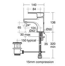 Ideal Standard B1148AA CALISTA Basin Mixer with pop up waste