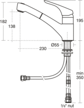 Ideal Standard B5347AA CERASPRINT   Single Flow Mono Kitchen Mixer with Pull Out Spout