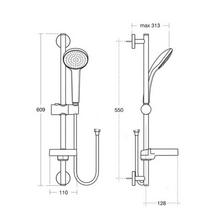 Ideal Standard ** offer 6 only** IDEALRAIN B9416AA Sliderail Shower Kit with 100mm HandShower, 3 function