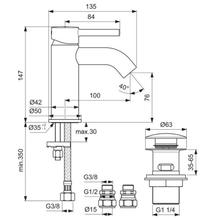 Ideal Standard BC186AA CERALINE Basin Mixer with clicker waste