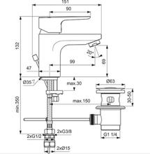 Ideal Standard BC574AA TEMPO SLIM Basin Mixer with Pop up Waste