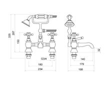 Trisen FORMBY TT104 2H Bath/Shower Mixer with Shower Set