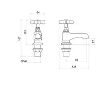 Trisen WISLEY TT206  Bath Pillar Tap Chrome