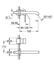 19408001 19967001 32635 ESSENCE 2 hole Wall Basin Mixer, M or L