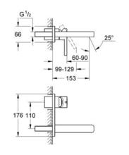 GROHE 33850 LINEAR Wall Bath/Shower Mixer With HandShower Set