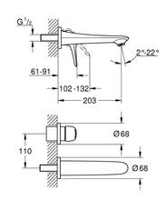 GROHE 19571003  EUROSTYLE Medium 2 hole wall Basin Mixer, loop handle