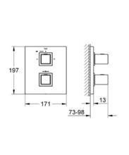 19958/35500 GROHE CUBE Thermostatic Bath/Shower Mixer