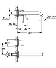 19408001 19967001 32635 ESSENCE 2 hole Wall Basin Mixer, M or L